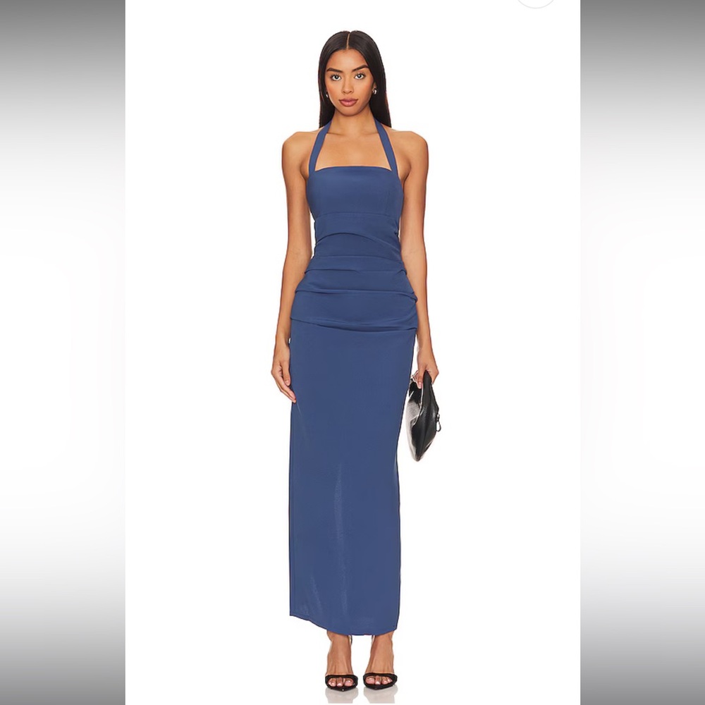 Revolve Lioness 1999 Maxi dress Navy halter neck formal gown black tie wedding